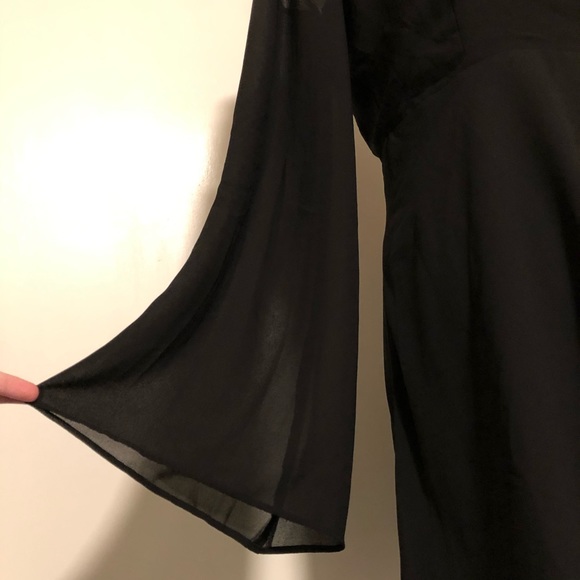 Forever 21 Black Floral Embroidered Bell Sleeve Dress - Picture 11 of 13